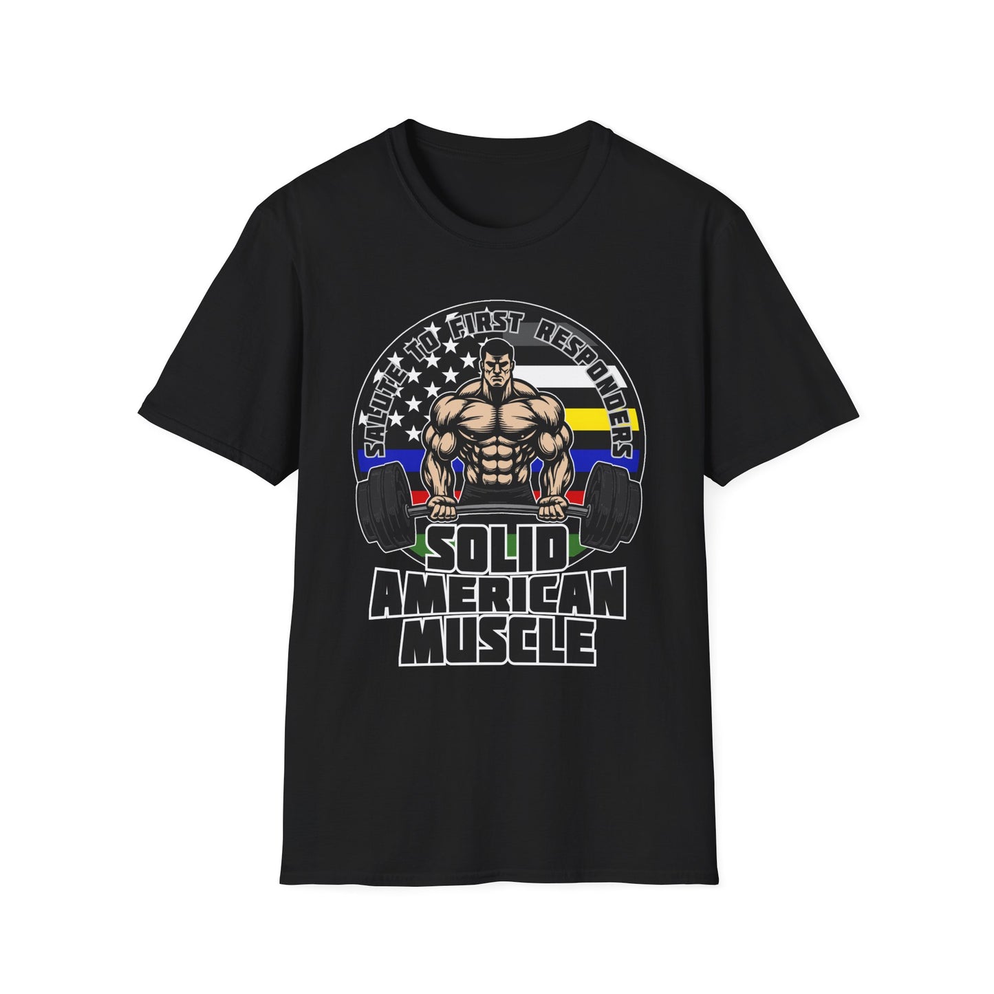 Solid American Muscle - Salute to First Responders - Logo T-Shirt