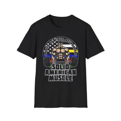 Solid American Muscle - Salute to First Responders - Logo T-Shirt