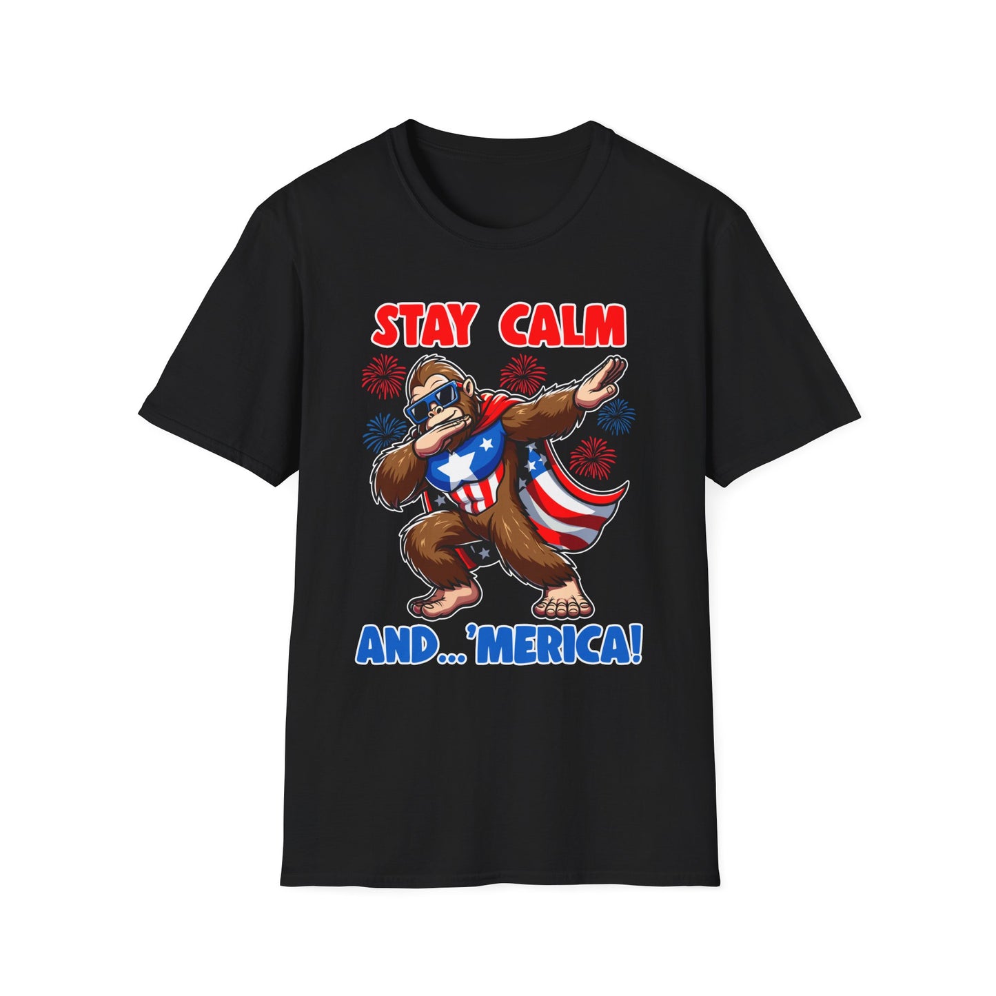 Patriot Collection - Stay Calm and 'Merica - Dabbin' Bigfoot - T-Shirt