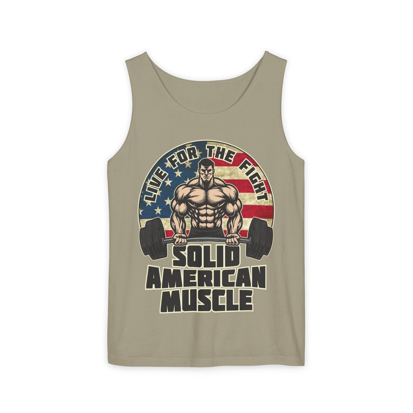 Solid American Muscle - Live for the Fight - Rustic Logo - Tank Top