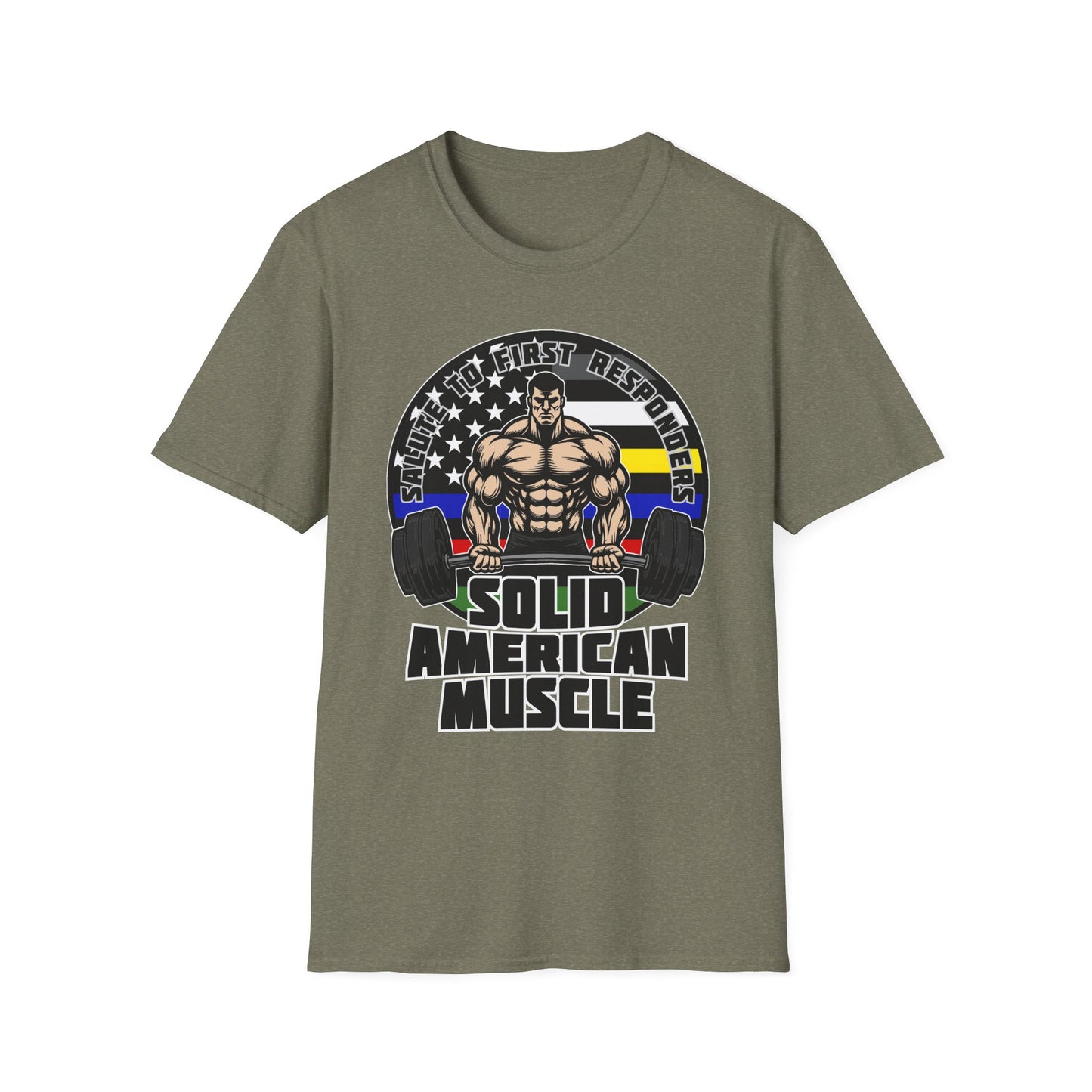 Solid American Muscle - Salute to First Responders - Logo T-Shirt