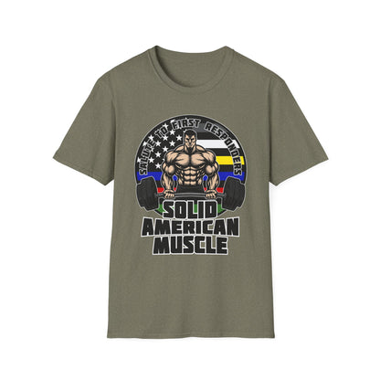 Solid American Muscle - Salute to First Responders - Logo T-Shirt