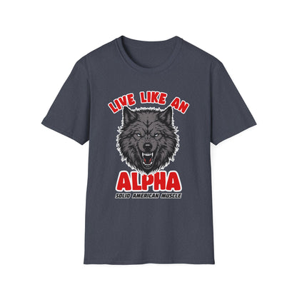 Solid American Muscle - Live Like an Alpha - Gray Wolf T-Shirt