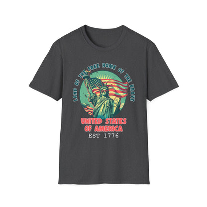 Patriot Collection - Land of the Free Home of the Brave - Statue of Liberty Patriotic T-Shirt