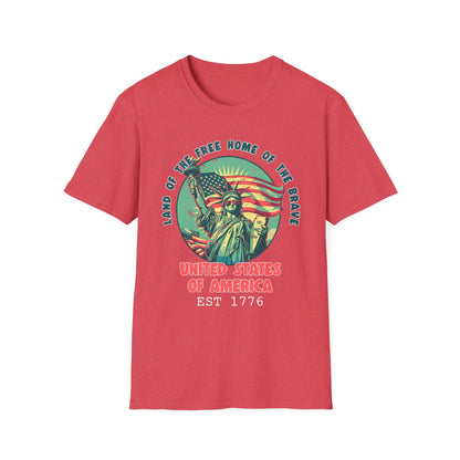 Patriot Collection - Land of the Free Home of the Brave - Statue of Liberty Patriotic T-Shirt