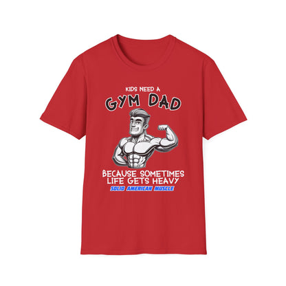 Solid American Muscle - Kids Need a Gym Dad - Funny Father's Day T-Shirt
