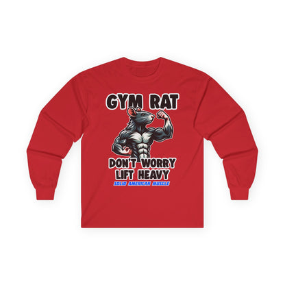 Solid American Muscle - Gym Rat - Don't Worry Lift Heavy - Long Sleeve T-Shirt