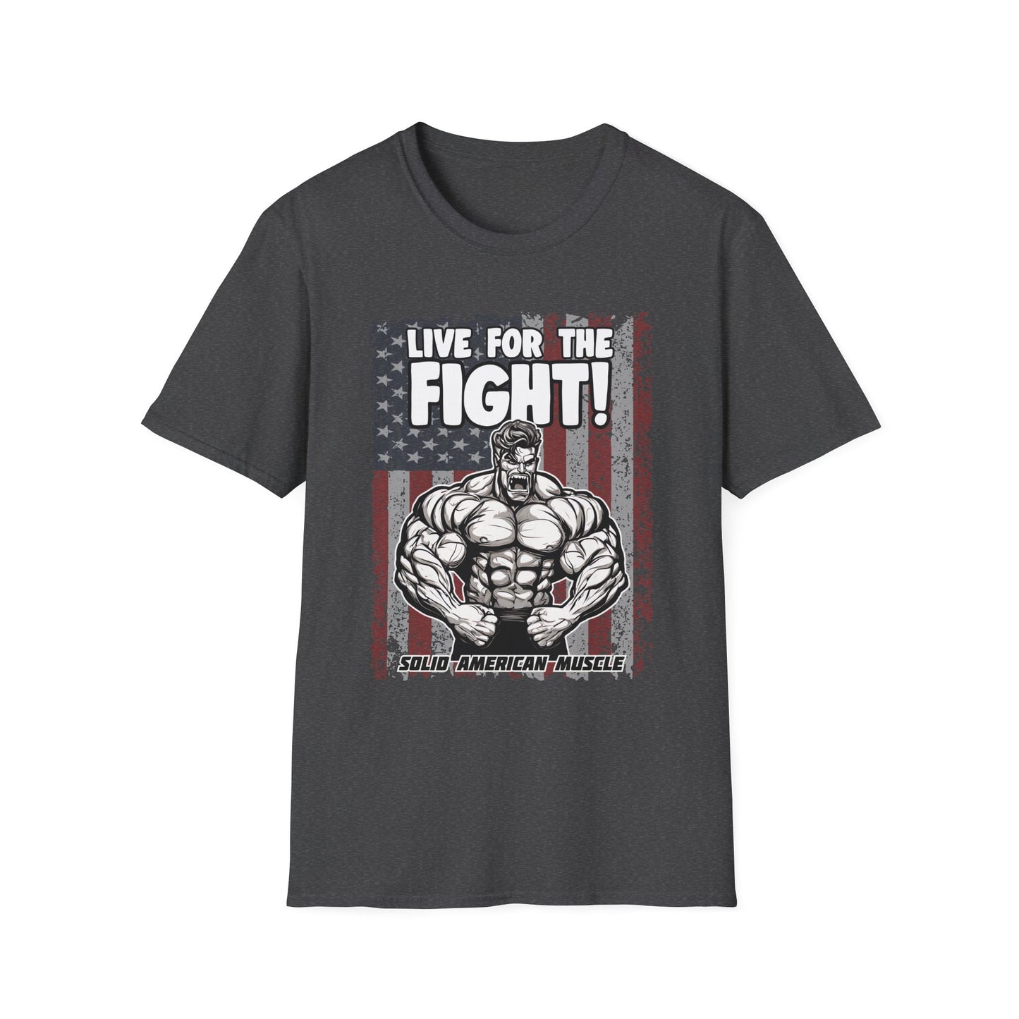 Solid American Muscle - Live for the Fight - USA Flag T-Shirt