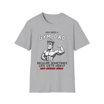 Solid American Muscle - Kids Need a Gym Dad - Funny Father's Day T-Shirt