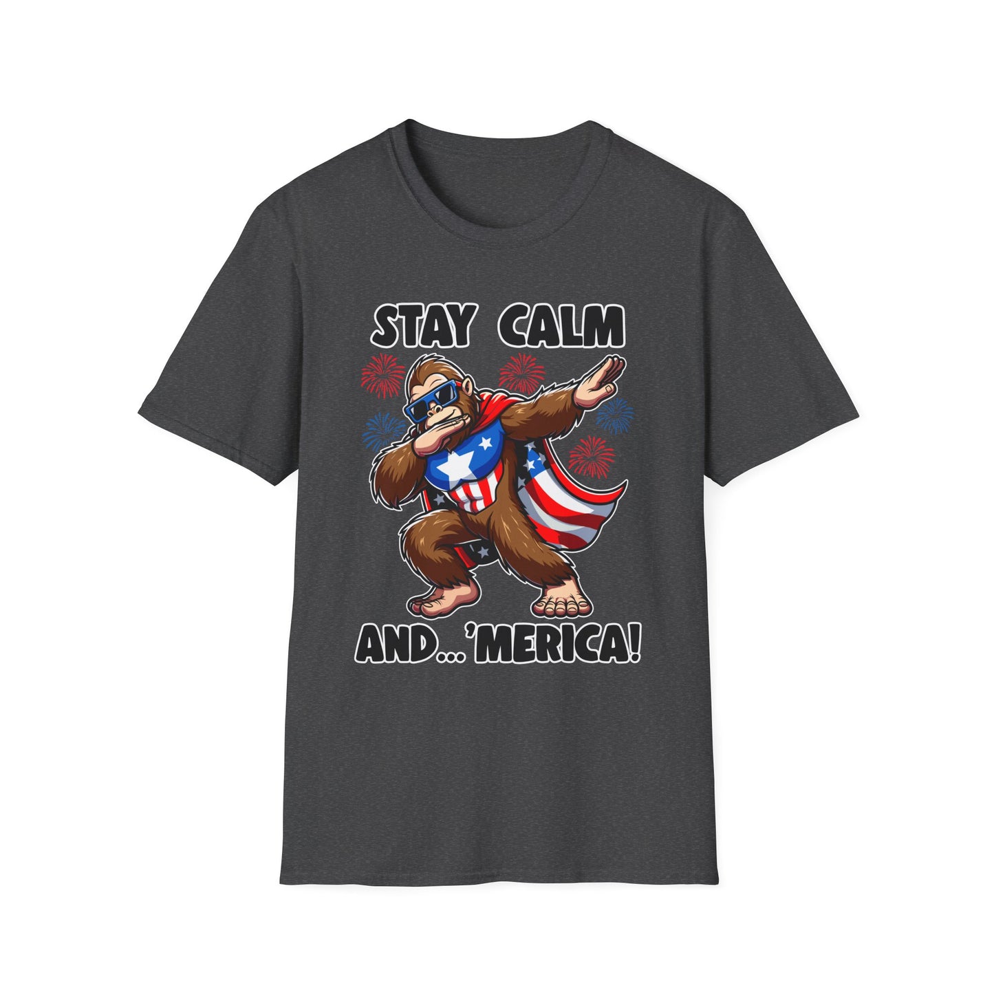 Patriot Collection - Stay Calm and 'Merica - Dabbin' Bigfoot - T-Shirt