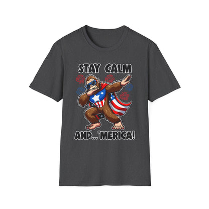 Patriot Collection - Stay Calm and 'Merica - Dabbin' Bigfoot - T-Shirt