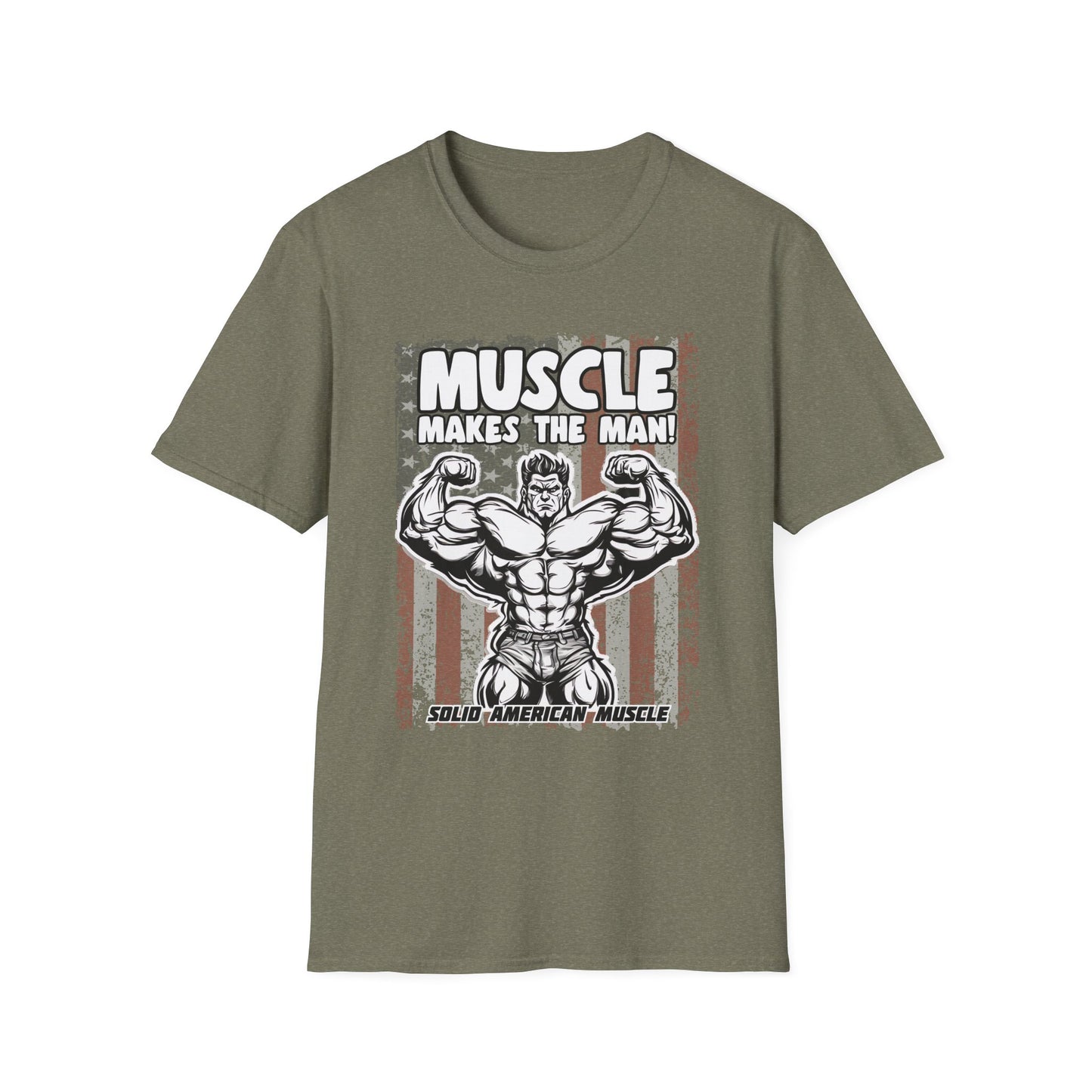 Solid American Muscle - Muscle Makes The Man - USA Flag T-Shirt