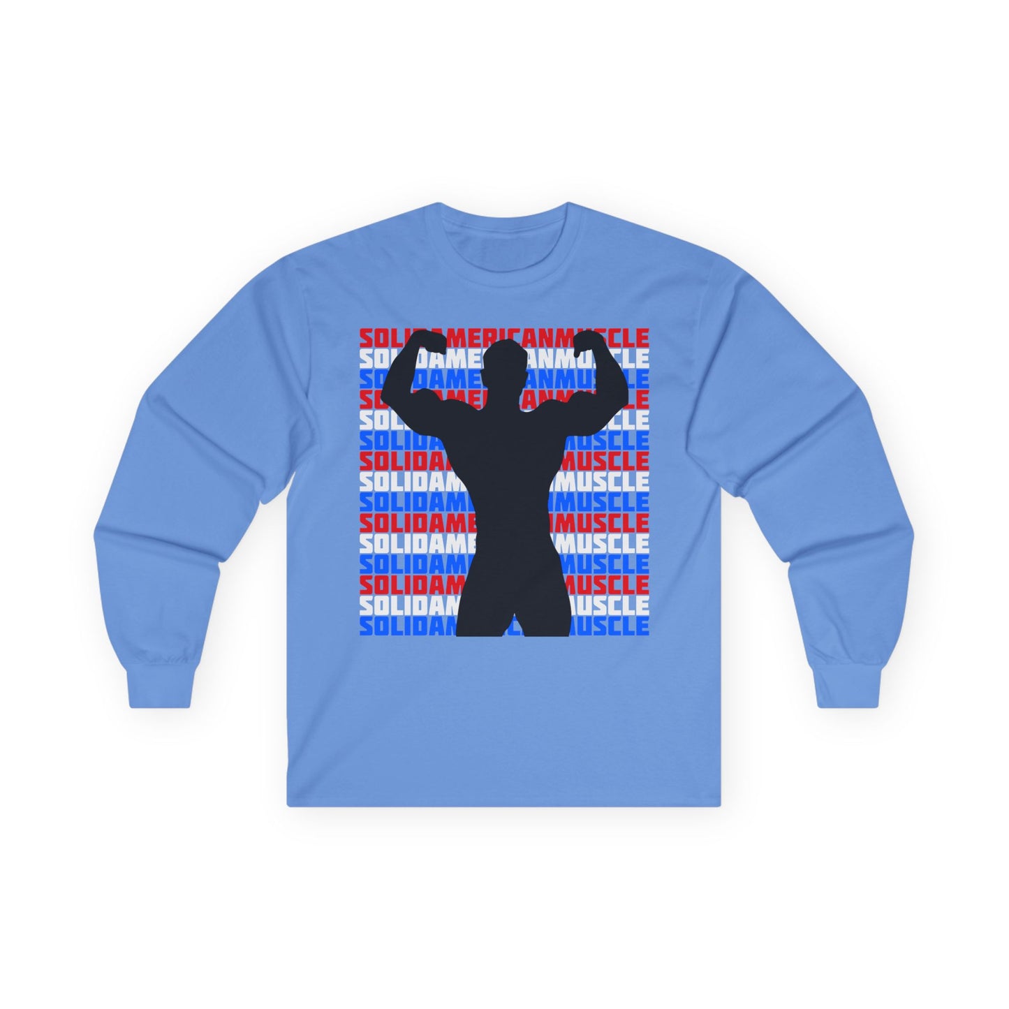 Solid American Muscle - Double Front Bicep Flex Silhouette  Long Sleeve T-Shirt