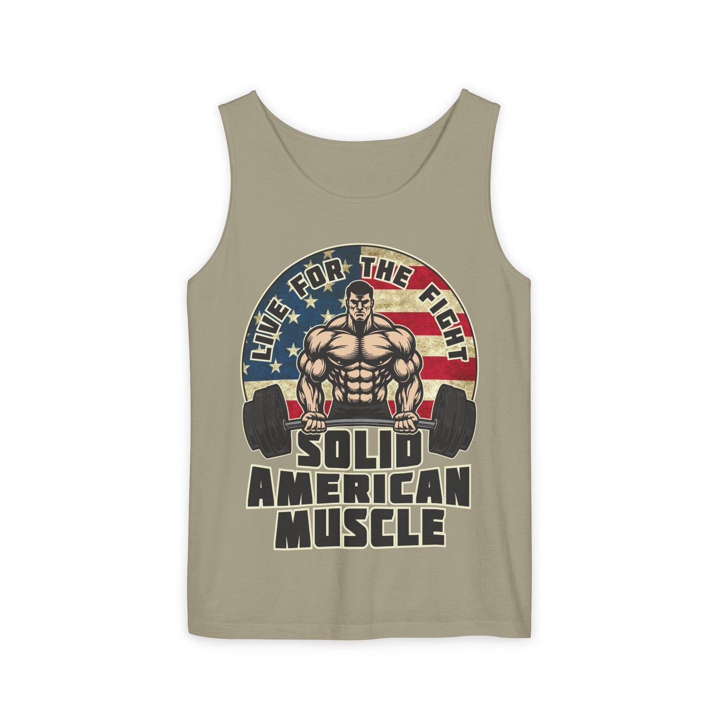 Solid American Muscle - Live for the Fight - Rustic Logo - Tank Top
