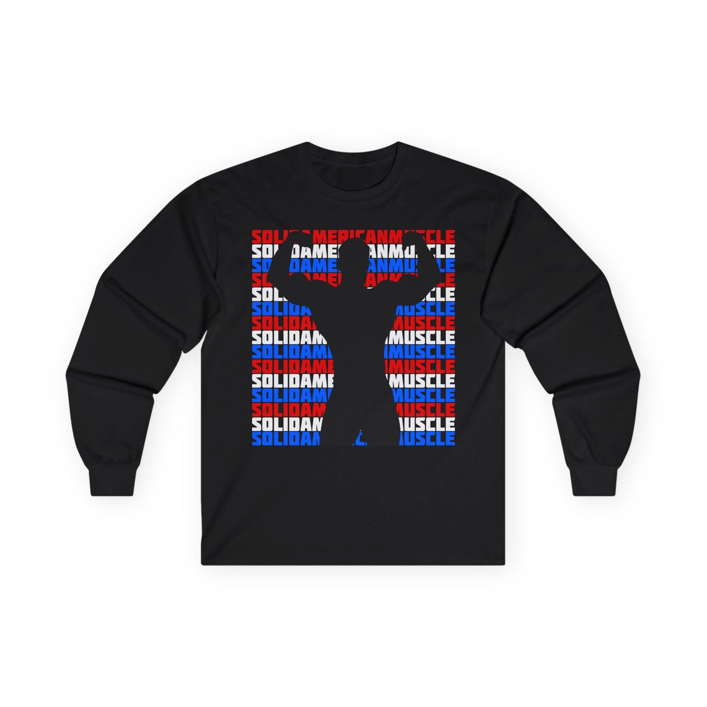 Solid American Muscle - Double Front Bicep Flex Silhouette  Long Sleeve T-Shirt