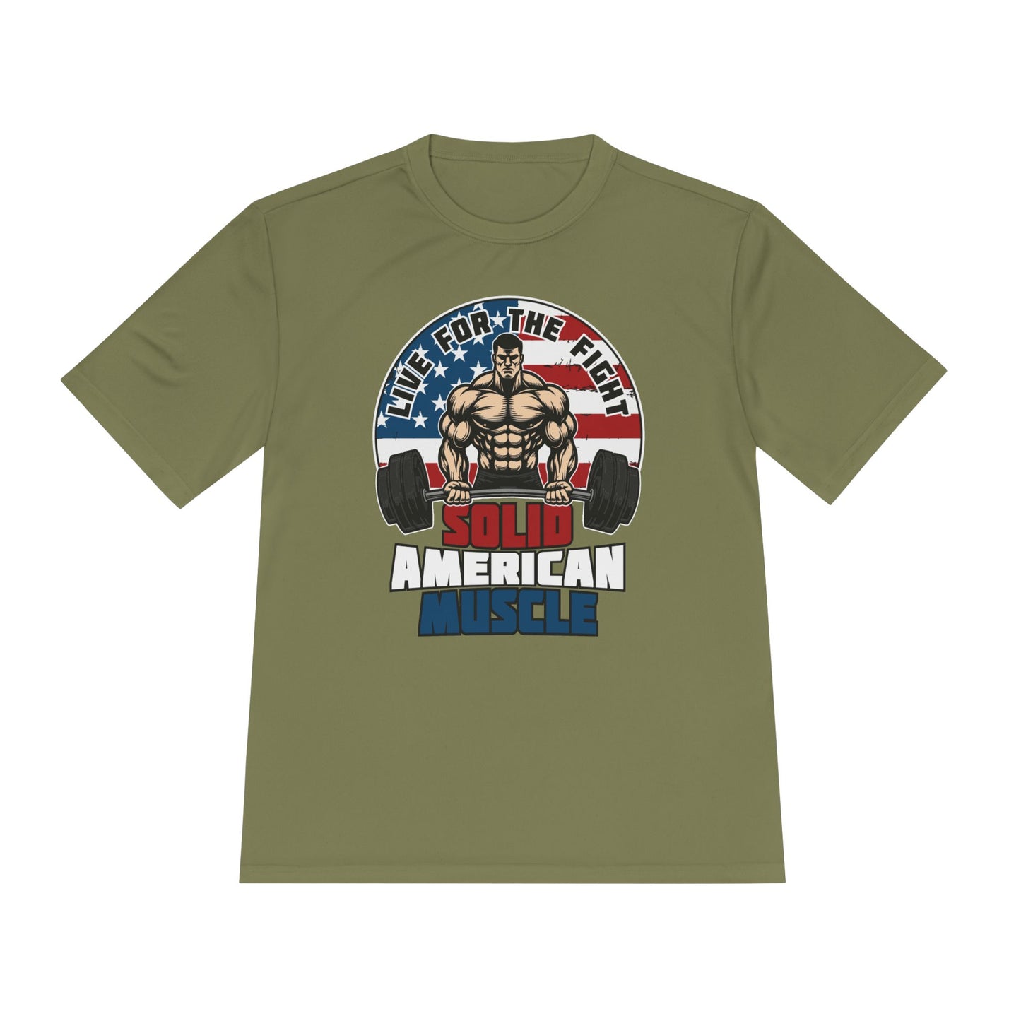 Solid American Muscle - Live for the Fight - Logo Moisture Wicking T-Shirt
