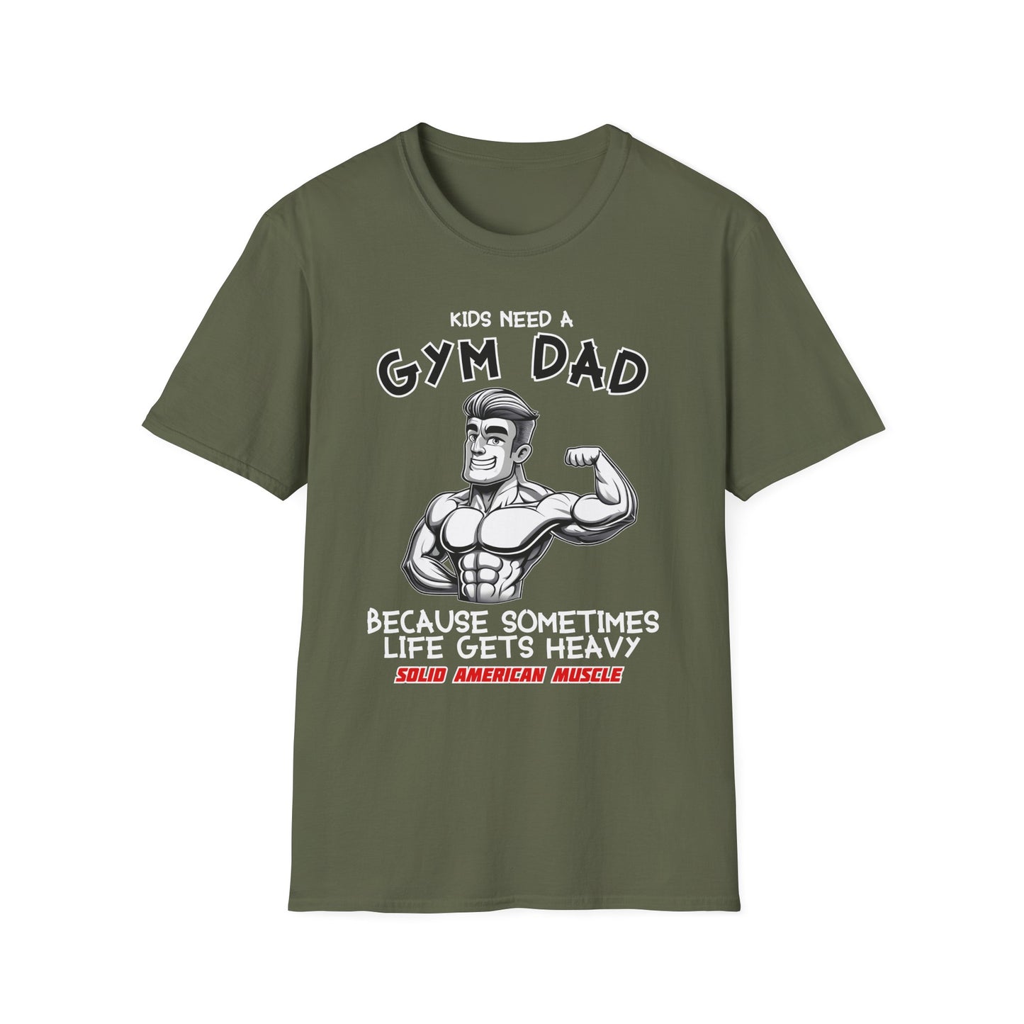 Solid American Muscle - Kids Need a Gym Dad - Funny Father's Day T-Shirt