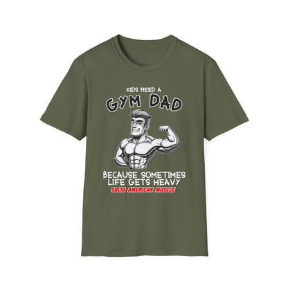 Solid American Muscle - Kids Need a Gym Dad - Funny Father's Day T-Shirt