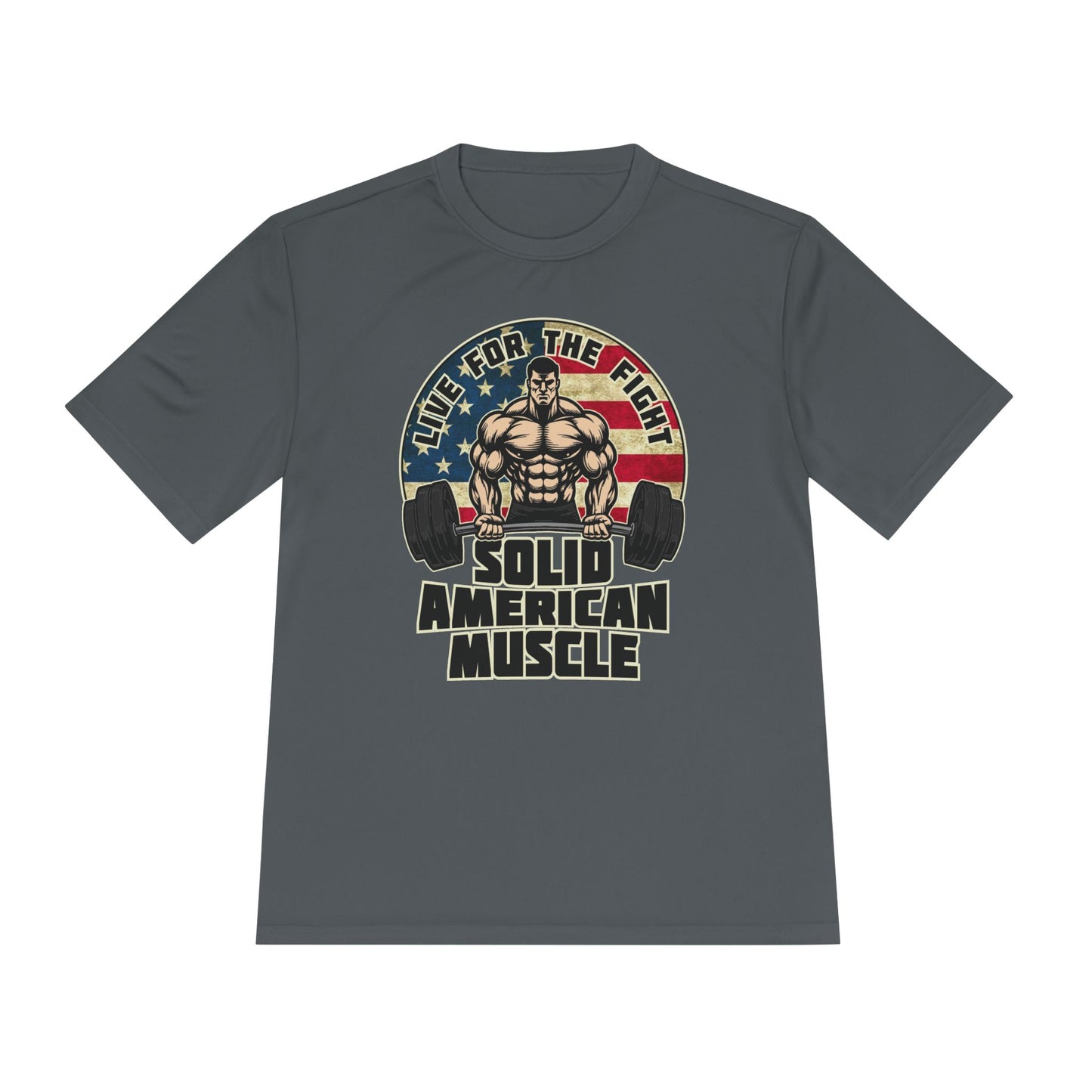 Solid American Muscle - Live for the Fight - Rustic Logo Moisture Wicking T-Shirt