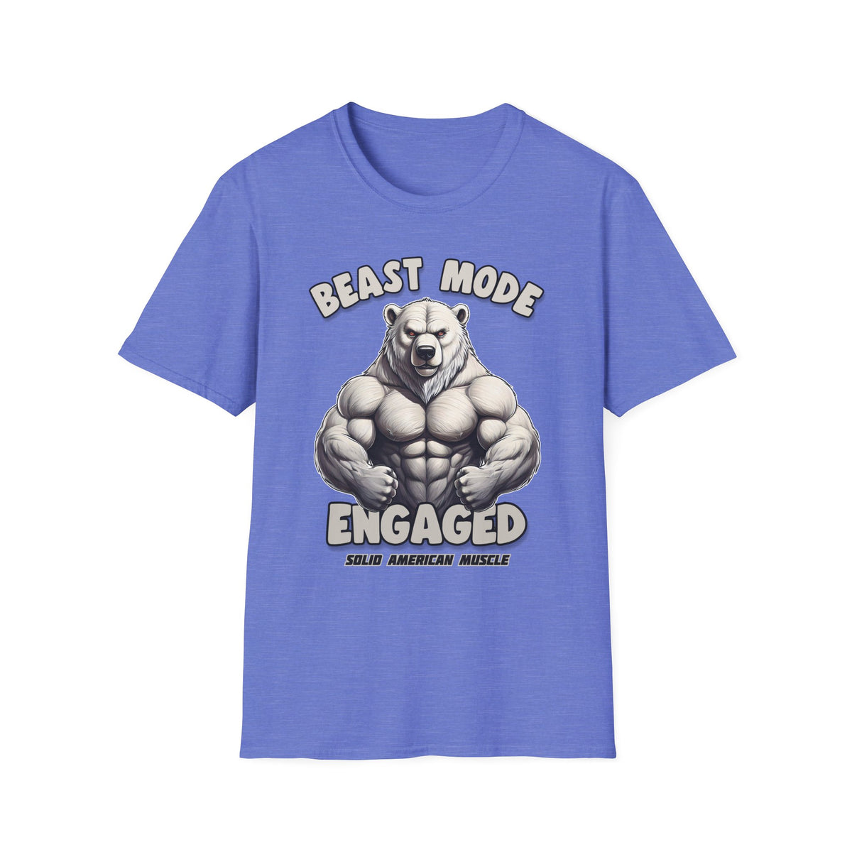 Solid American Muscle - Beast Mode Engaged - Muscular Polar Bear Gym T-Shirt