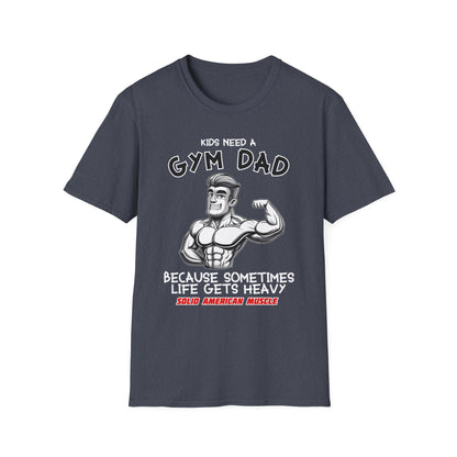 Solid American Muscle - Kids Need a Gym Dad - Funny Father's Day T-Shirt