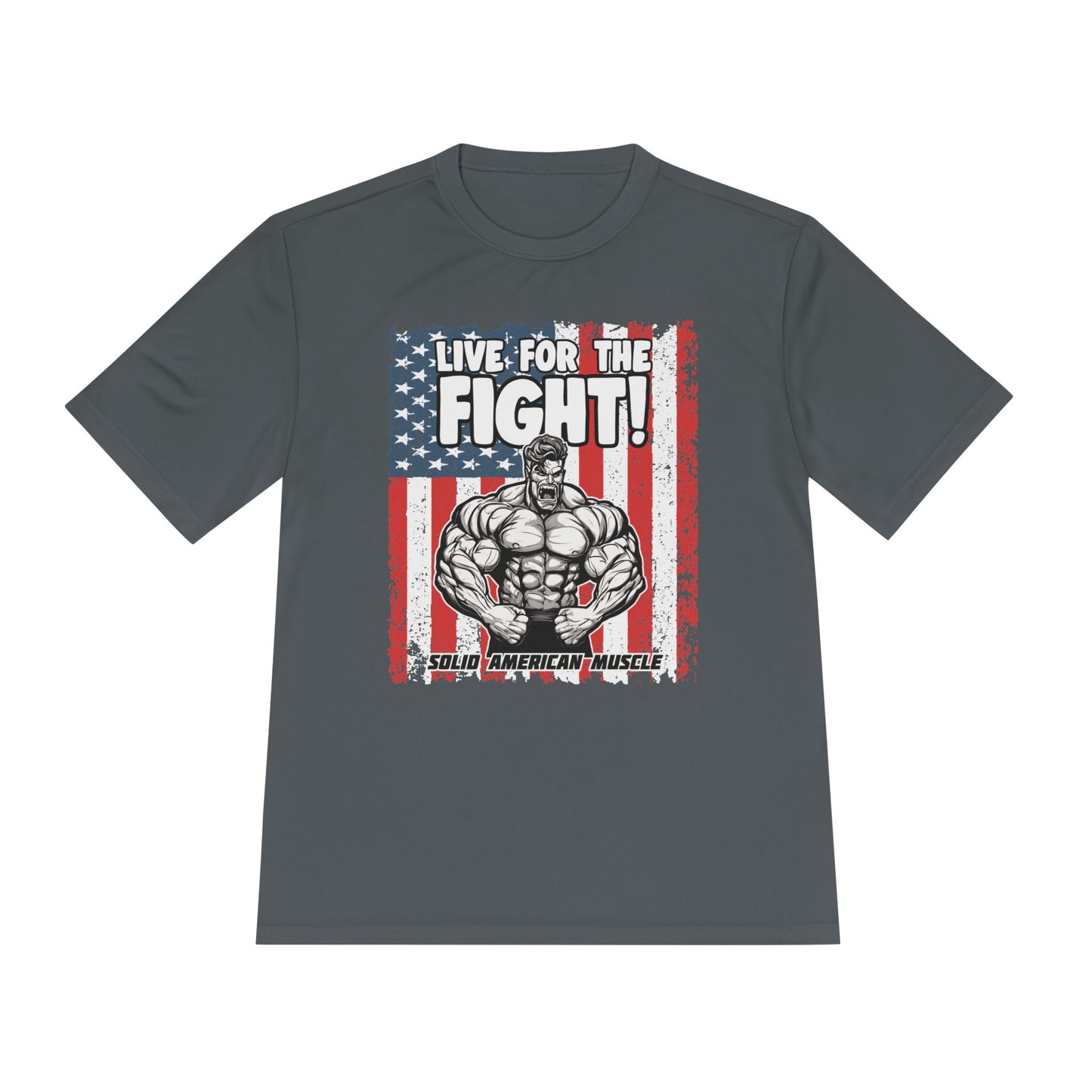 Solid American Muscle - Live for the Fight - USA Flag Moisture Wicking T-Shirt