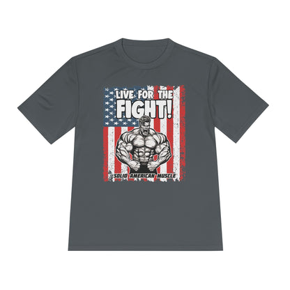 Solid American Muscle - Live for the Fight - USA Flag Moisture Wicking T-Shirt