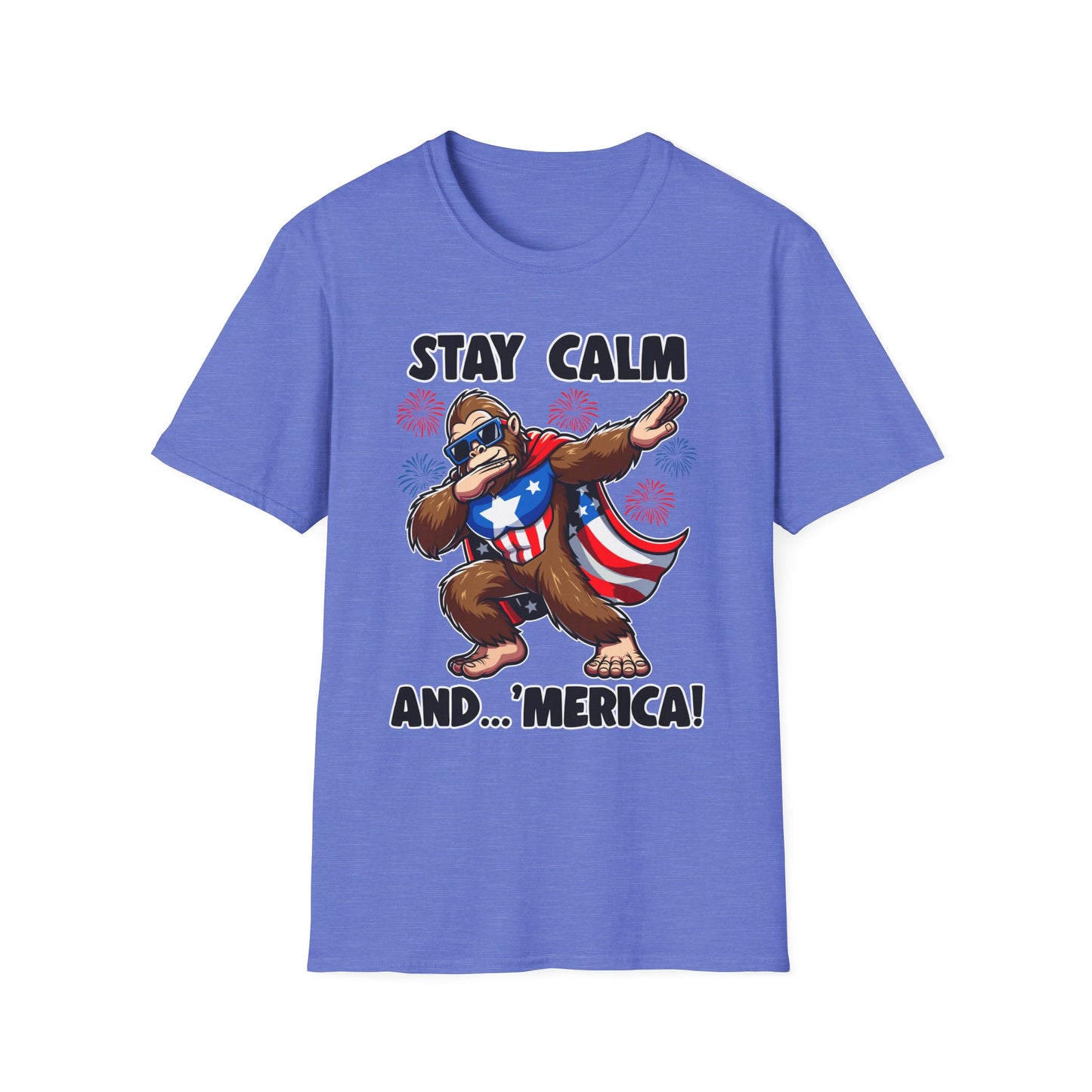 Patriot Collection - Stay Calm and 'Merica - Dabbin' Bigfoot - T-Shirt