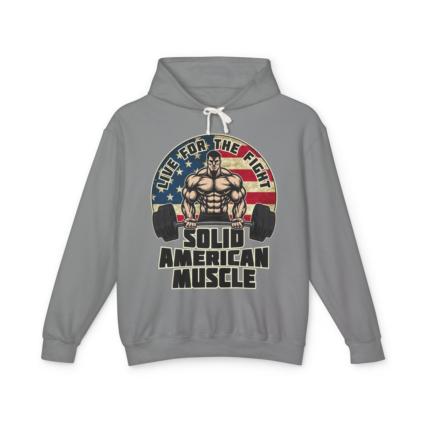 Solid American Muscle - Live for the Fight - Rustic Logo - Gym Hoodie / Pullover