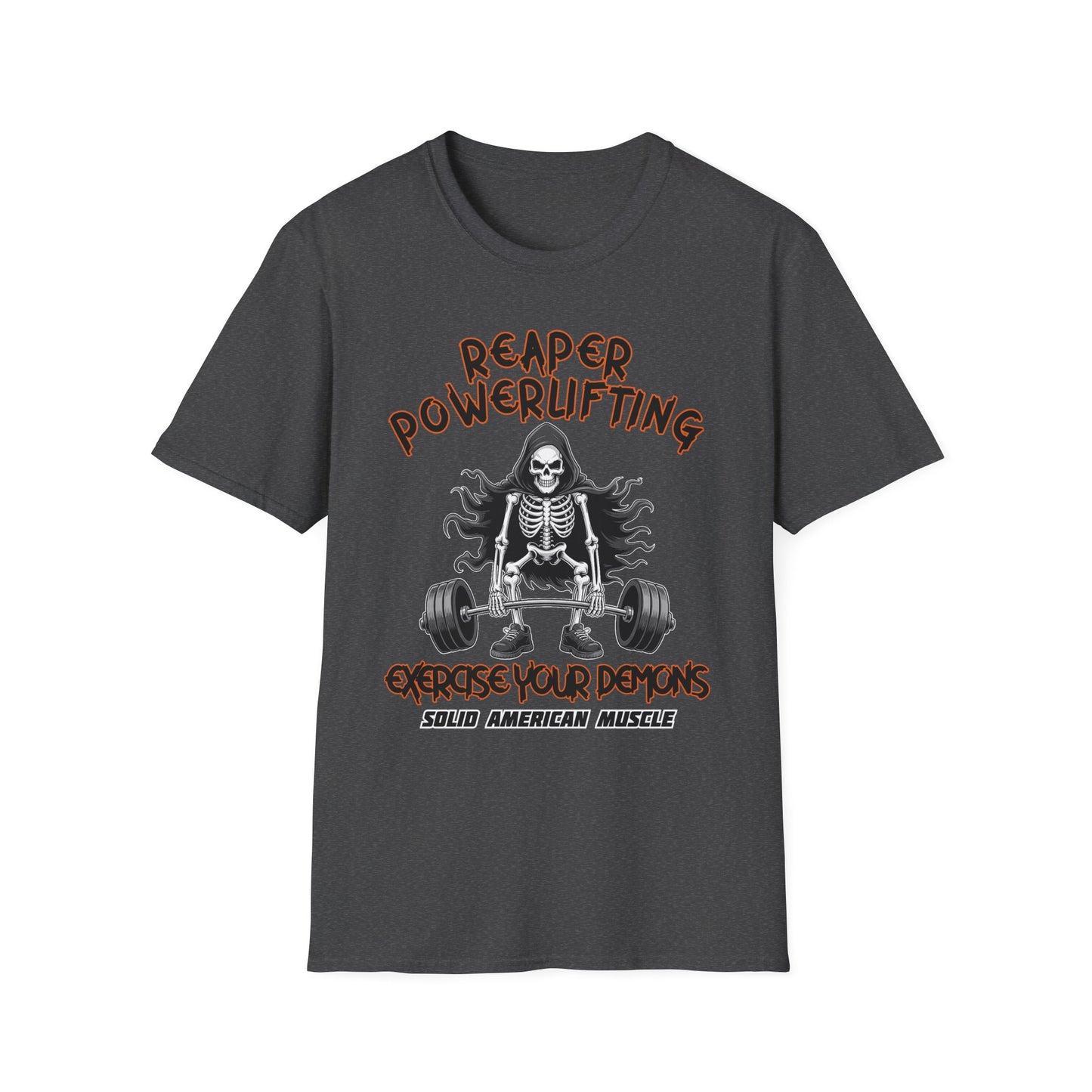 Solid American Muscle - Reaper Powerlifting - Grim Reaper Halloween Gym T-Shirt