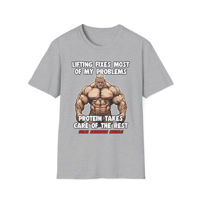 Solid American Muscle - Lifting Fixes Most of My Problems T-Shirt