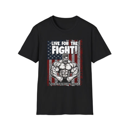 Solid American Muscle - Live for the Fight - USA Flag T-Shirt