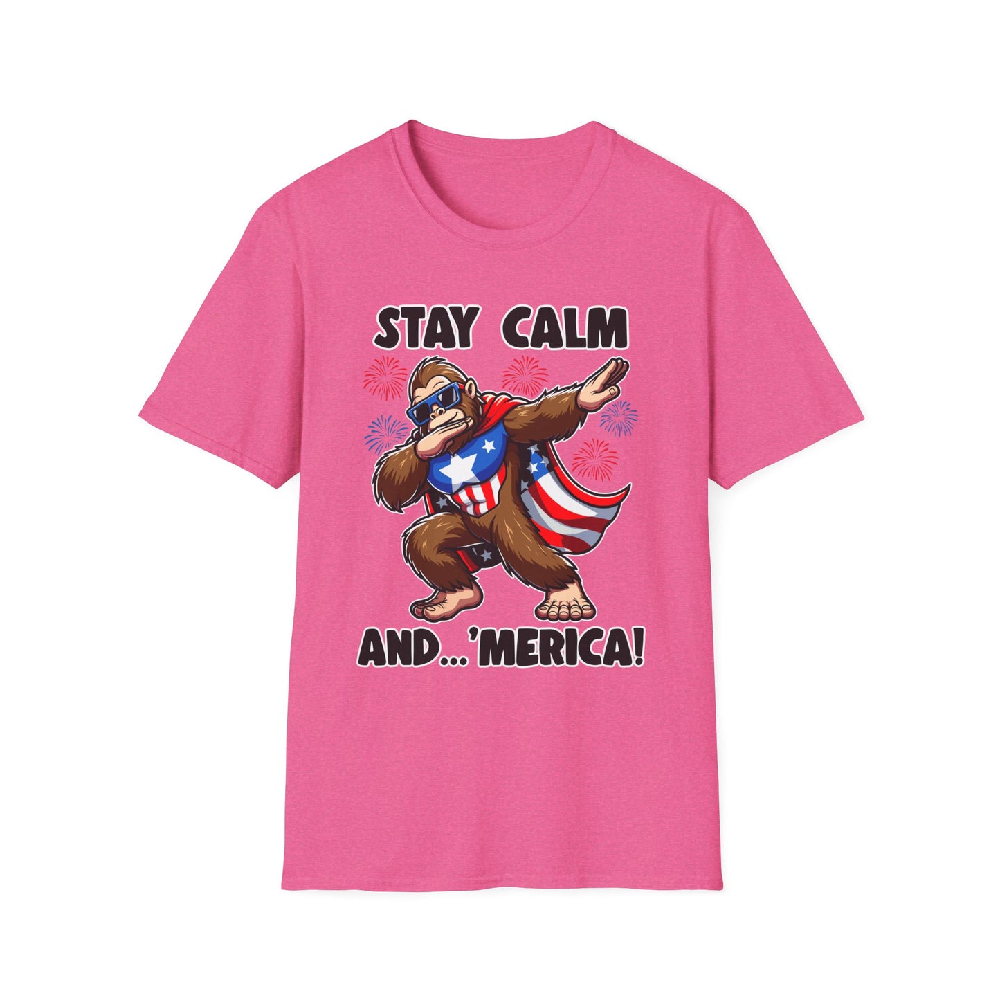 Patriot Collection - Stay Calm and 'Merica - Dabbin' Bigfoot - T-Shirt