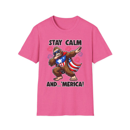 Patriot Collection - Stay Calm and 'Merica - Dabbin' Bigfoot - T-Shirt