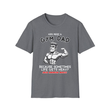 Solid American Muscle - Kids Need a Gym Dad - Funny Father's Day T-Shirt