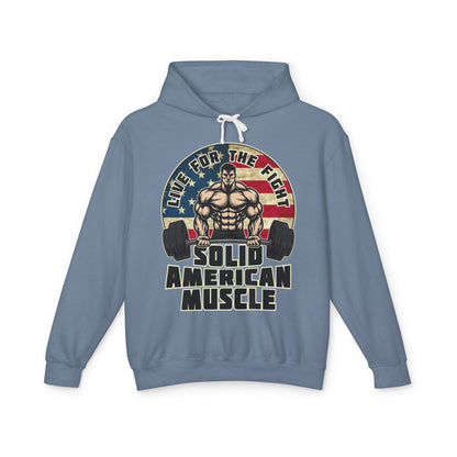 Solid American Muscle - Live for the Fight - Rustic Logo - Gym Hoodie / Pullover
