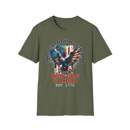 Patriot Collection - Land of the Free Home of the Brave - USA Flag Eagle T-Shirt