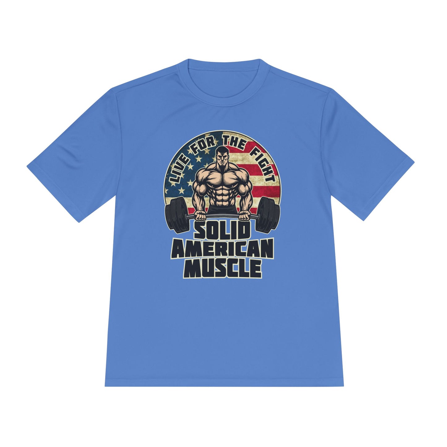 Solid American Muscle - Live for the Fight - Rustic Logo Moisture Wicking T-Shirt
