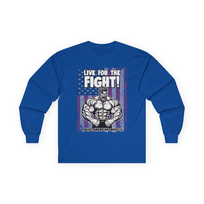 Solid American Muscle - Live For The Fight - USA Flag - Long Sleeve T-Shirt