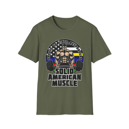 Solid American Muscle - Salute to First Responders - Logo T-Shirt