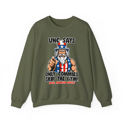 Solid American Muscle - Only Commies Skip the Gym! - Uncle Sam Sweatshirt