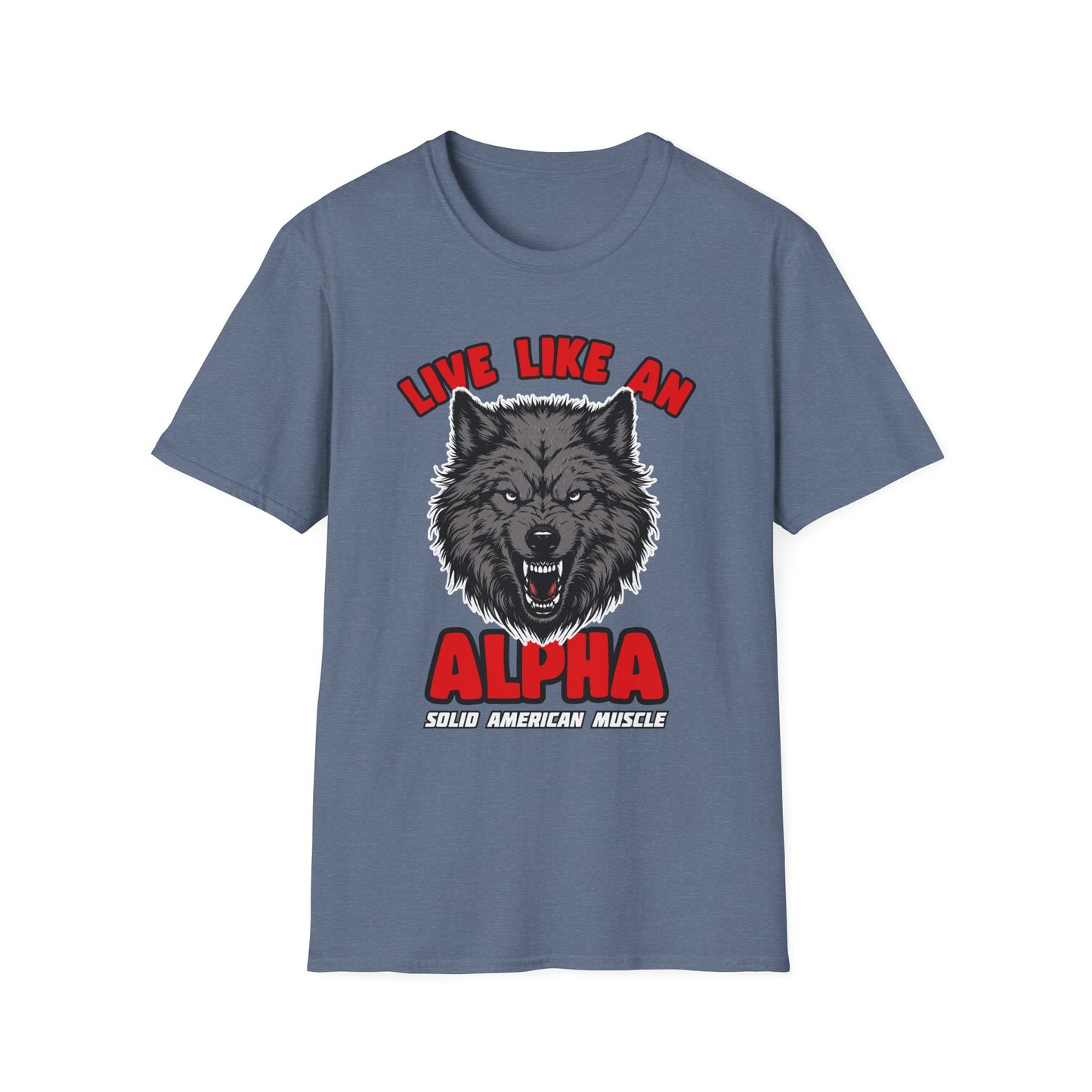 Solid American Muscle - Live Like an Alpha - Gray Wolf T-Shirt