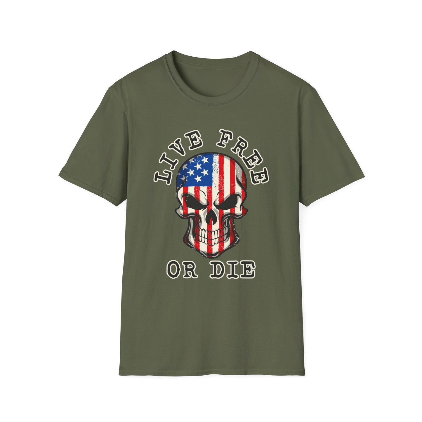 Patriot Collection - Live Free or Die - USA Skull - T-Shirt