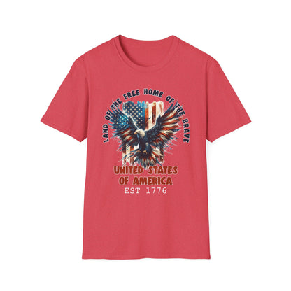 Patriot Collection - Land of the Free Home of the Brave - USA Flag Eagle T-Shirt