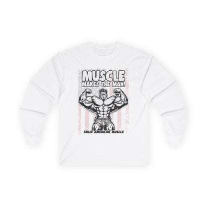 Solid American Muscle - Muscle Makes The Man - USA Flag - Long Sleeve T-Shirt