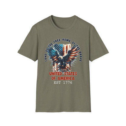 Patriot Collection - Land of the Free Home of the Brave - USA Flag Eagle T-Shirt