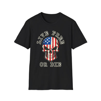 Patriot Collection - Live Free or Die - USA Skull - T-Shirt