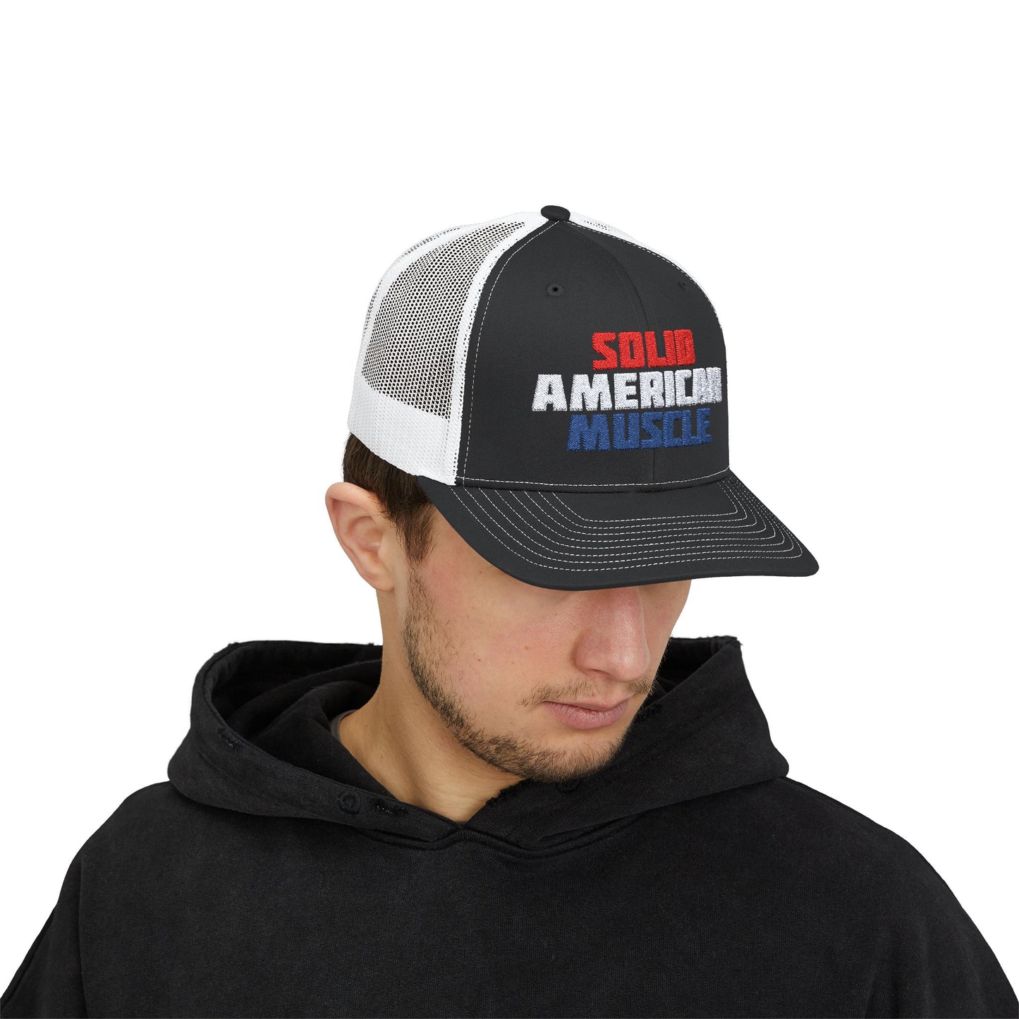 Solid American Muscle Snapback Trucker Cap