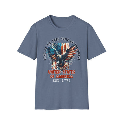 Patriot Collection - Land of the Free Home of the Brave - USA Flag Eagle T-Shirt