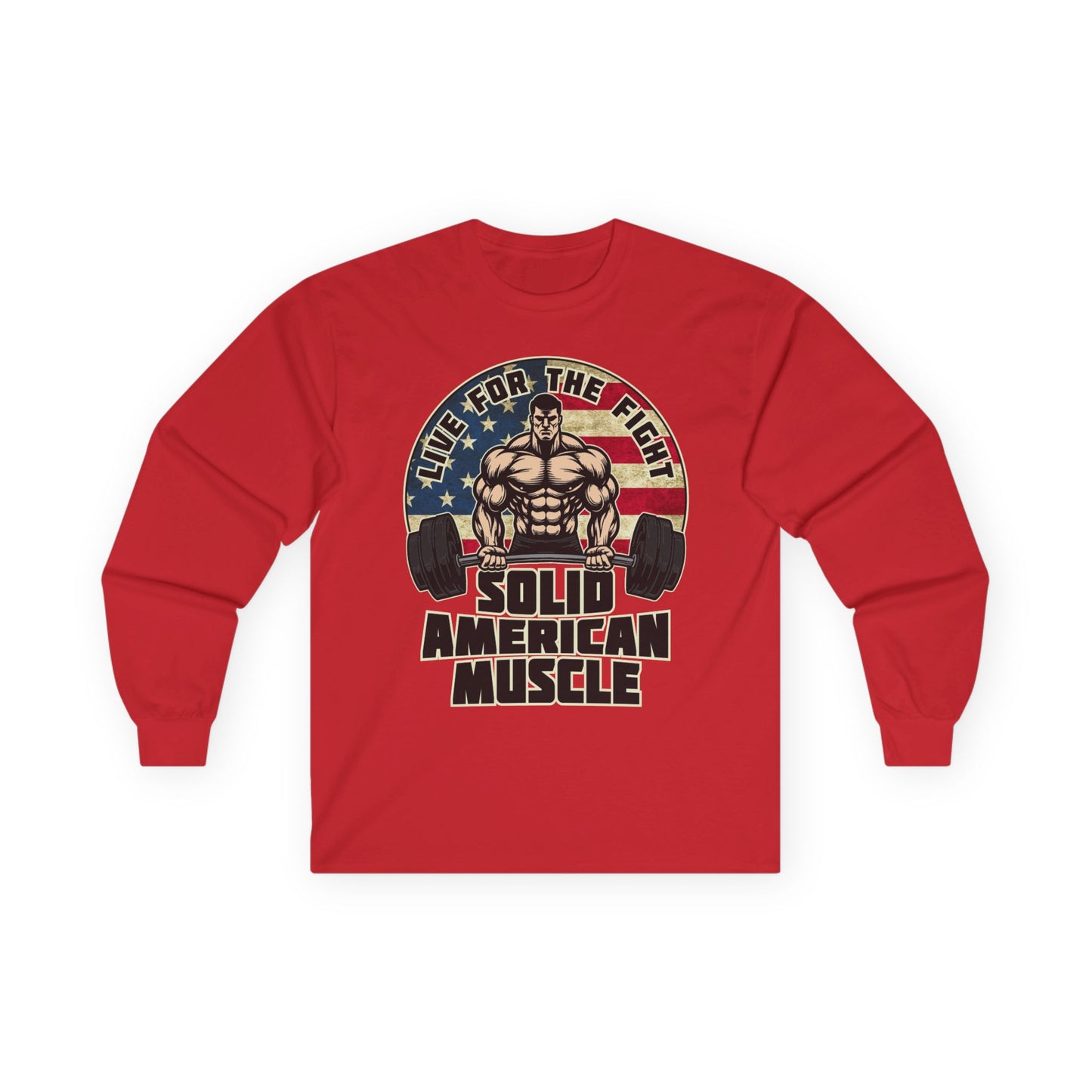 Solid American Muscle - Live for the Fight - Rustic Logo Long Sleeve T-Shirt